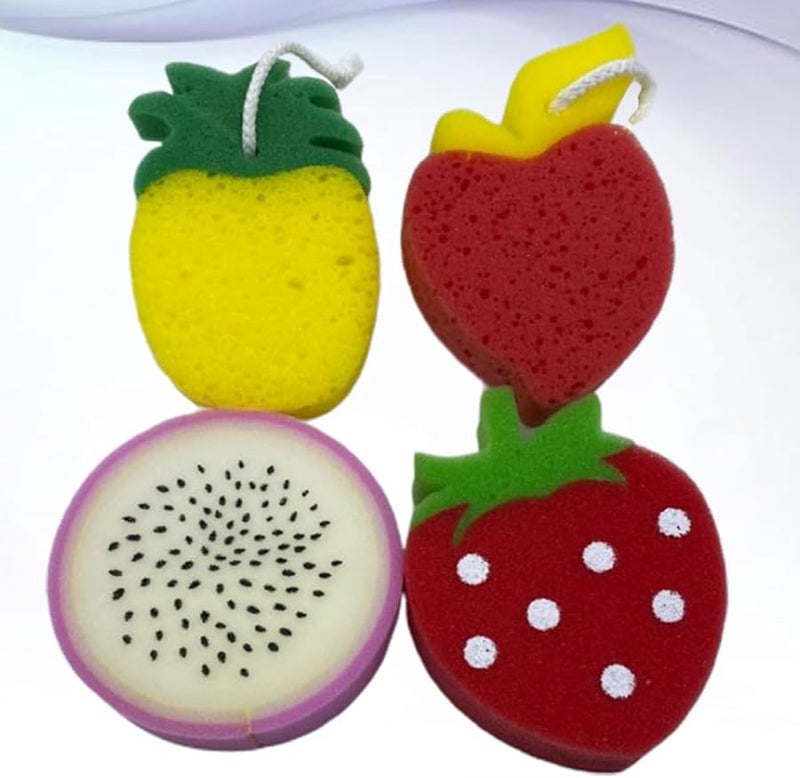4Pcs Fruit Shaped Bath Sponge Set Soft Body Scrubber Gentle Cleansing Shower Sponge Random Style - Image 5